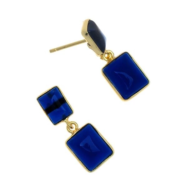Double Square Navy Earrings Mt/gold