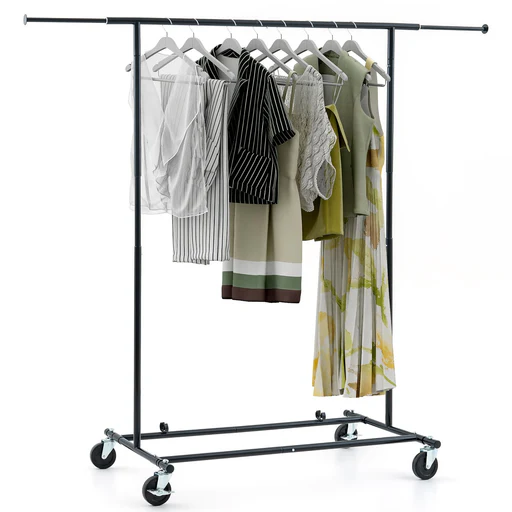 Tatkraft Derek - Extendable Clothes Rail, Heavy Duty, Holds Up To 70kg, Collapsible Clothes Rack On Wheels