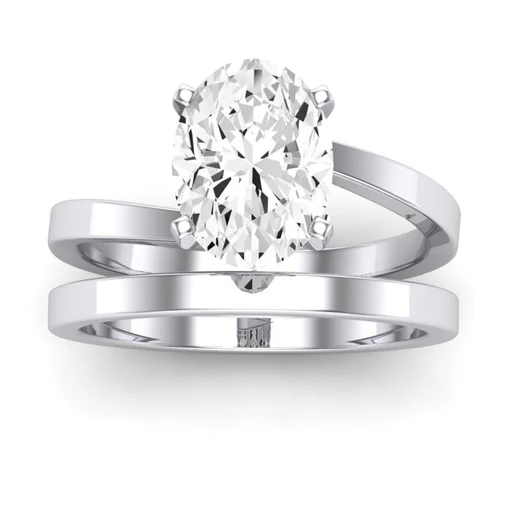 Zinnia - Oval Moissanite Bridal Set - 14k White Gold/0.70 Ct Center - 0.7 Ct Total Weight/clarity Vvs2 | Color Ef
