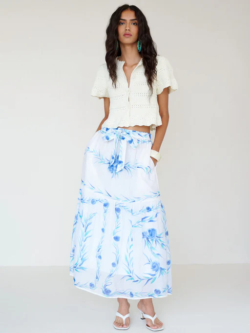 Flora Skirt Bagh Bouquet Cyan