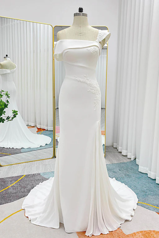 Trumpet-mermaid Court Train Stretch Satin Wedding Dress Cw3290 - Us12-uk14-eur42