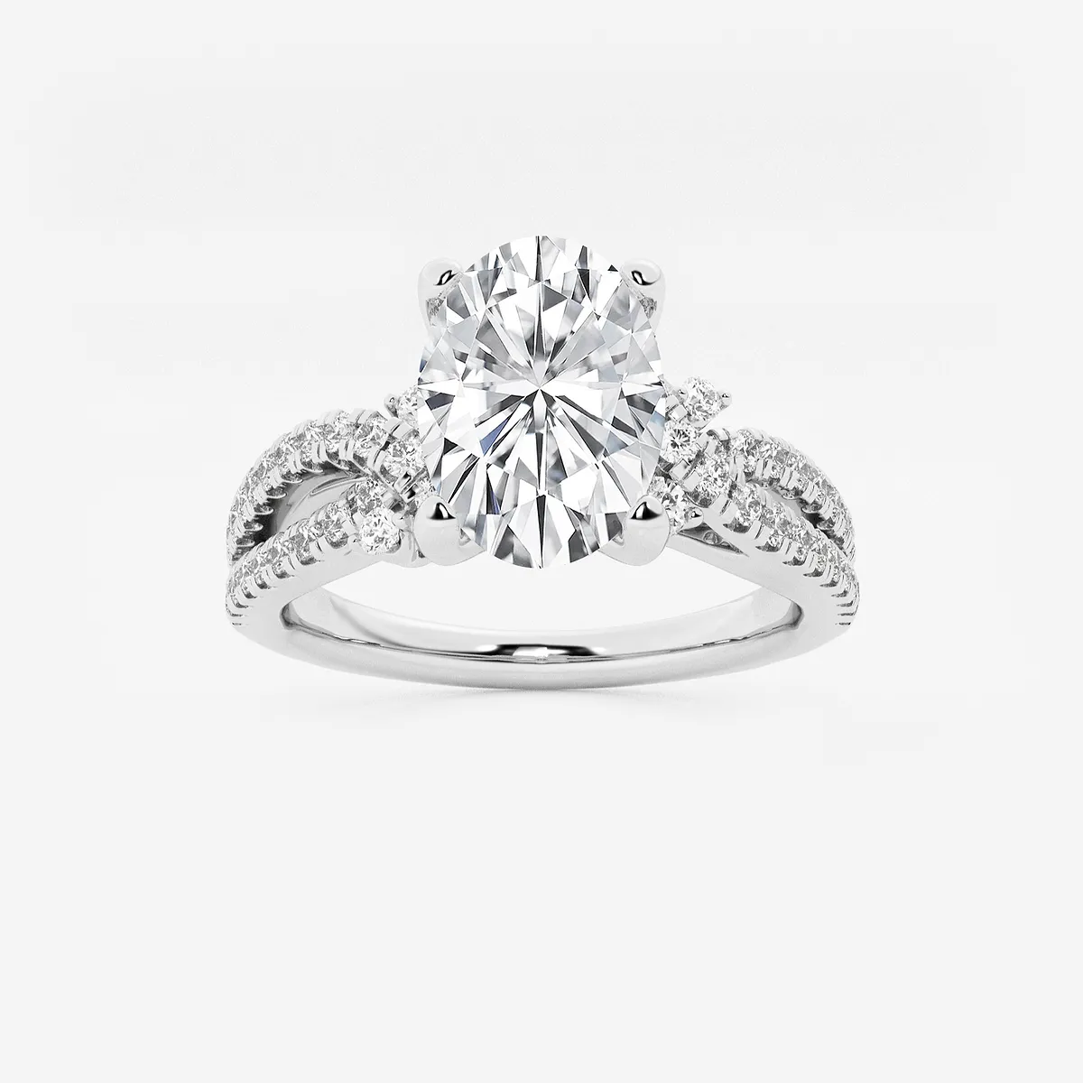 2 1/2 Ctw Oval Lab Grown Diamond Petite Bow Engagement Ring Platinum, E, Vs1
