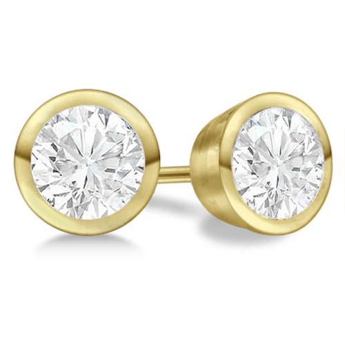 2.00ct. Bezel Set Lab Diamond Stud Earrings 18kt Yellow Gold (g-h, Si1)