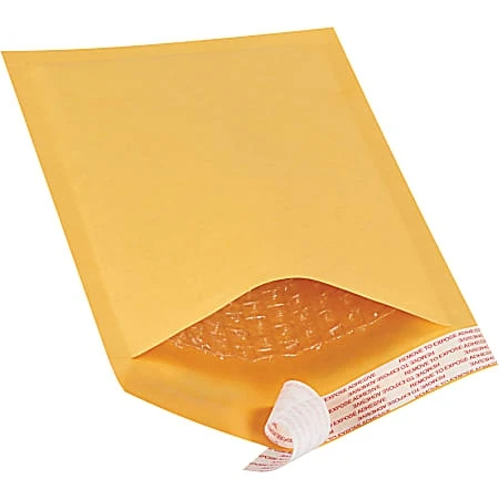 Partners Brand Kraft Self-seal Bubble Mailers, #00, 5" X 10", Pack Of 25