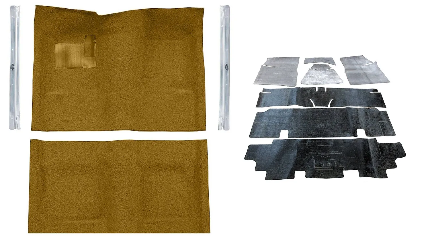 Jegs Molded Loop Carpet Kit For 1968 Chevrolet Chevy Ii Nova/1969-1972 Chevrolet Nova [oe Jute Backing, Bench Seat, Gold]