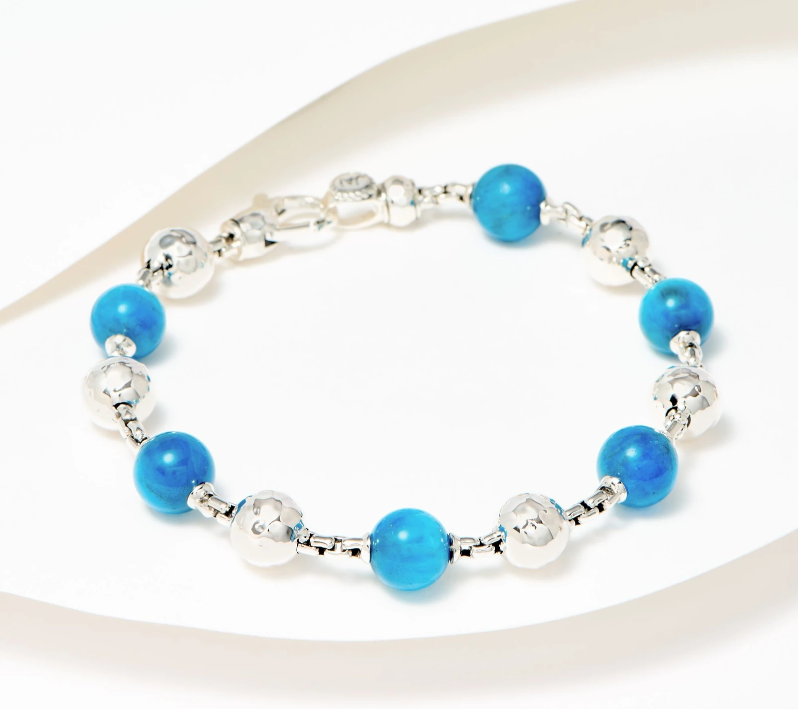 Jai Sterling Silver Hammered & Gemstone Bead Bracelet