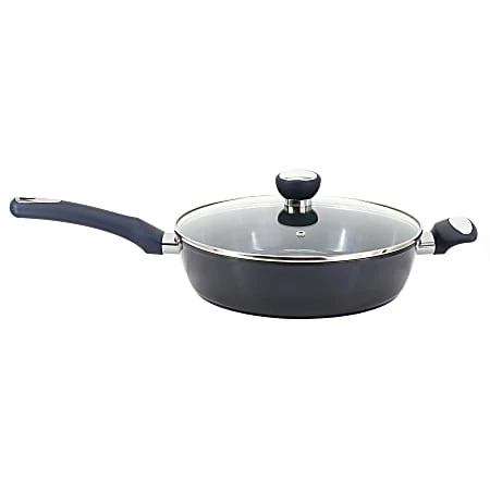Oster Hawke 3.9-quart Aluminum Ceramic Nonstick Sauté Pan With Lid, Dark Blue