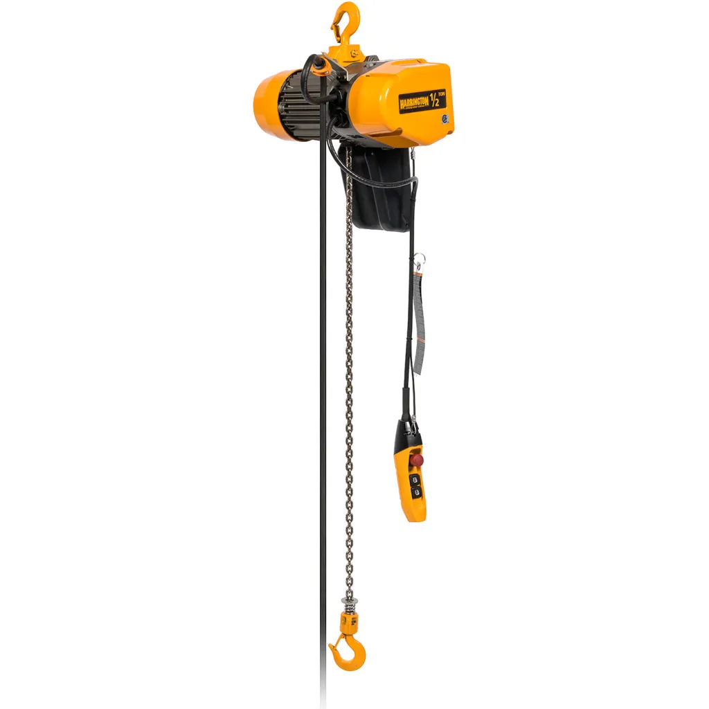 Harrington Eq 1/2 Ton, Dual Speed, Electric Chain Hoist, 15' Lift, 25/4.2 Fpm, 230v