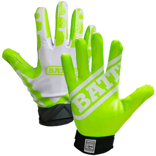 Battle Sports Receivers Ultra-stick Football Gloves - White/neon Green - Youth Xl