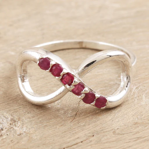 Ruby Infinity-motif Cocktail Ring - Forever Pink | Novica