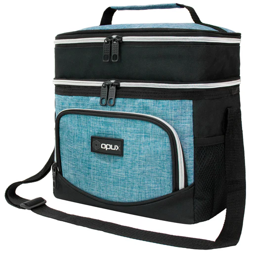Dual Compartment Insulated Leakproof Lunch Box - 12 Cans - Heather Sea Blue