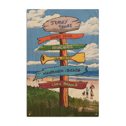 Jersey Shore, Signpost Destinations, Lantern Press Artwork, Wood Signs And Postcards