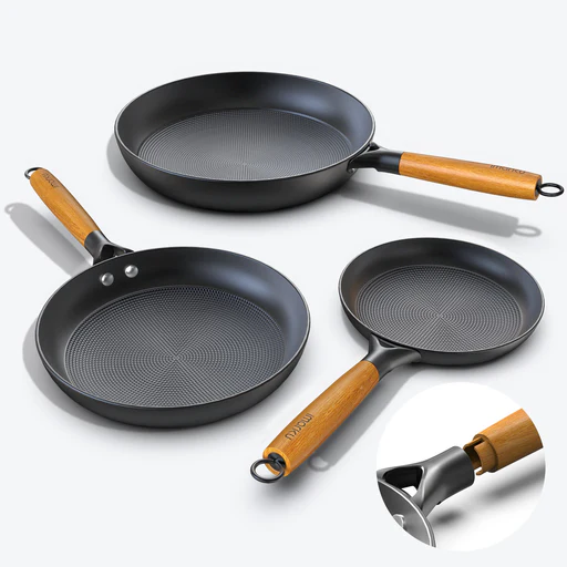 Nonstick Frying Pan Set Stainless Steel Handle 8, 10 & 12 Inch