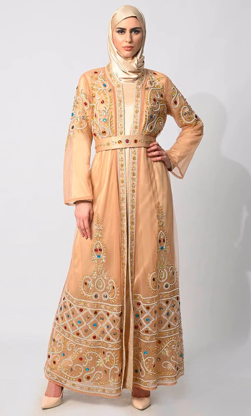 Intricately Handcrafted Sand Shrug With Belt And Inner - Xl/56[+$4.99]