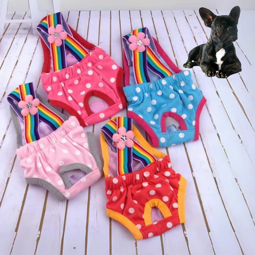 Eco-friendly Washable Frenchie Diapers For Heat Cycles - Pink/xl