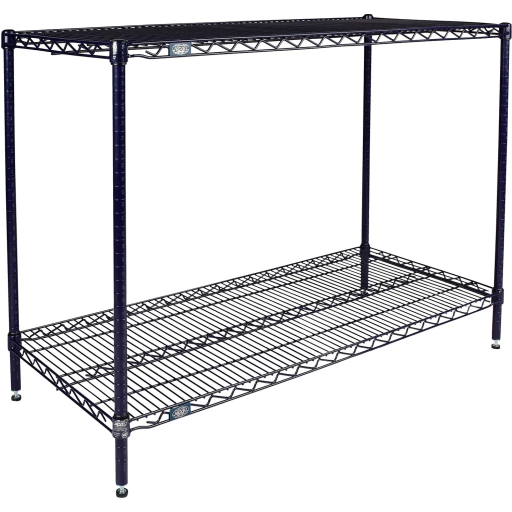 Nexel 2 Shelf Nexelon Blue Wire Shelving Unit Starter 60w X 24d X 34h