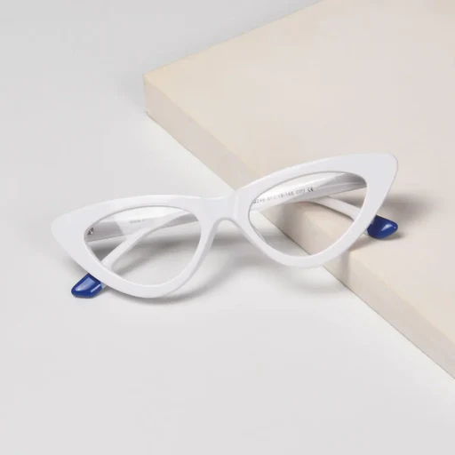 White Cat Eye Glasses Acetate Eyeglasses Frame Anti Blue Light Prescription Glasses For Women Both Myopia Or Presbyopia Diopter