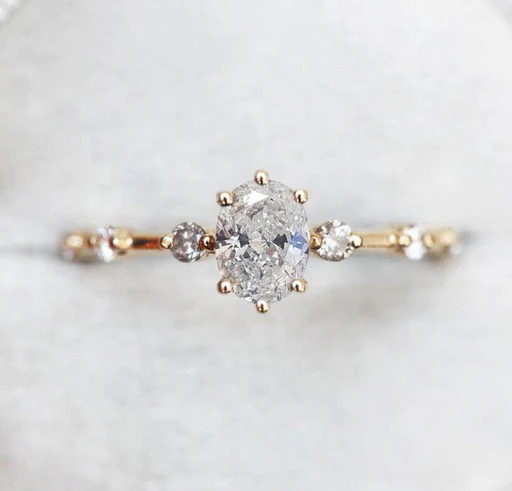 Ophelia Oval Diamond Engagement Ring - 14k Rose Gold