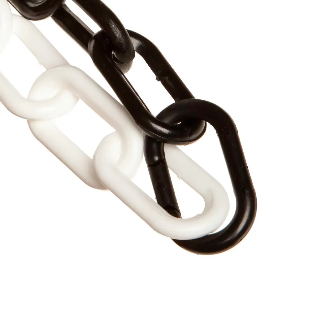Mr. Chain Heavy Duty Alternating Plastic Chain Barrier, 2"x100'l, Black/white