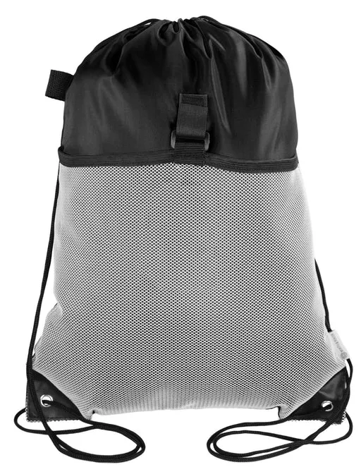 Polyester Drawstring Bag W/ Mesh Pocket