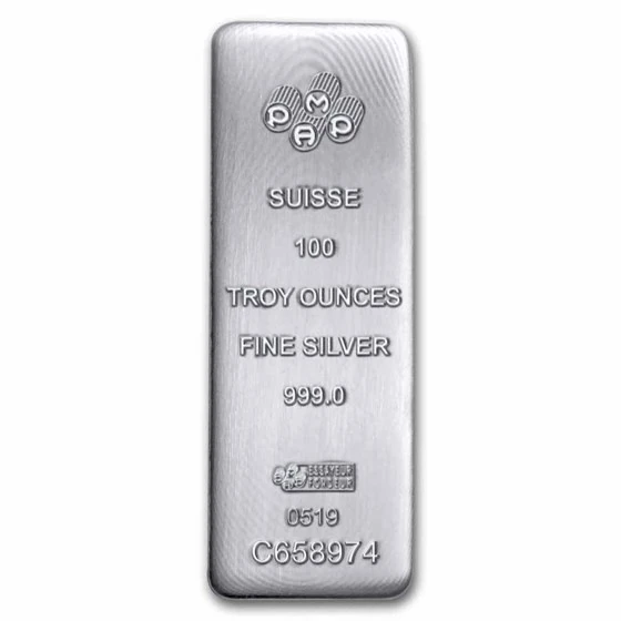 100 Oz Silver Bar - Pamp Suisse (serialized)