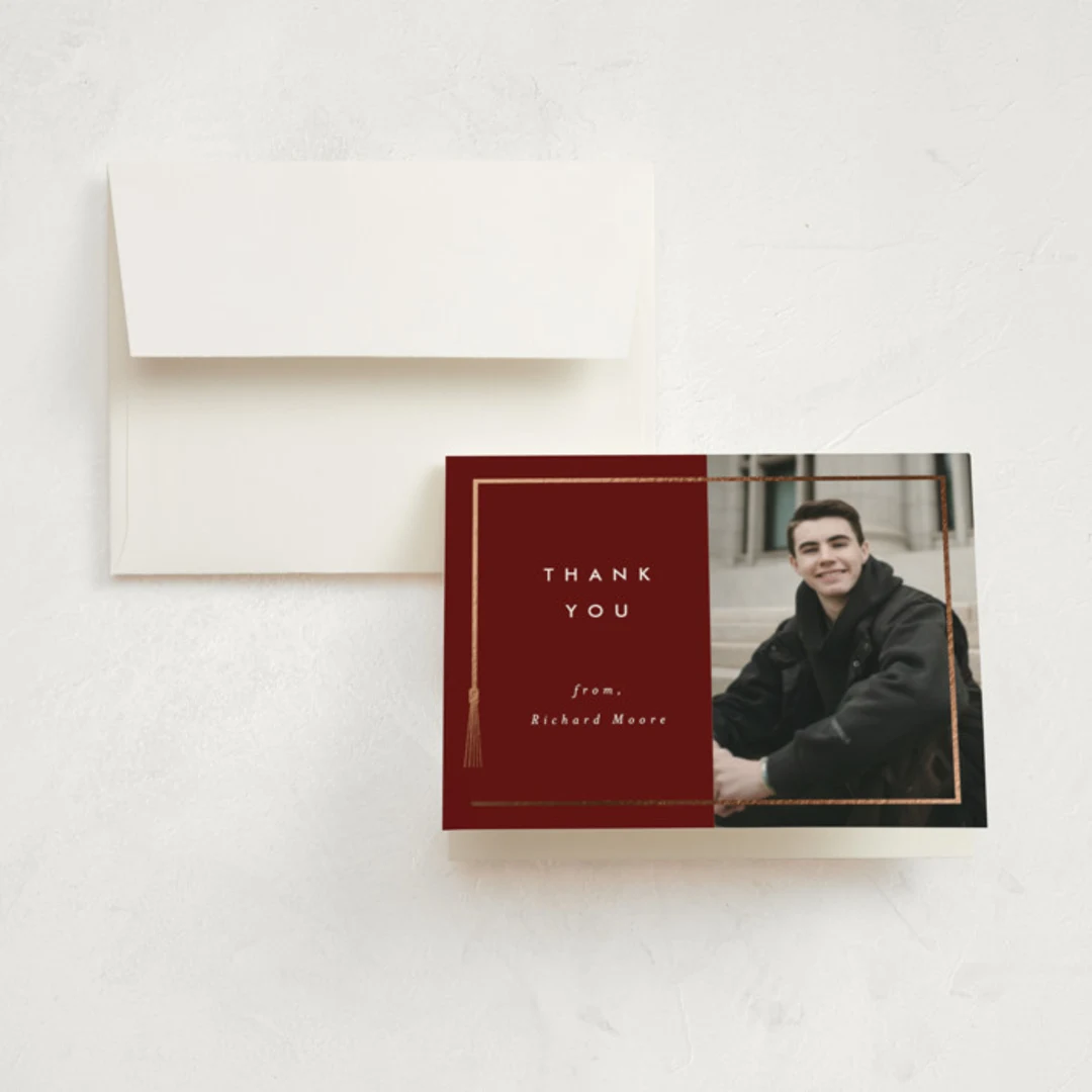 Tassel Framed Foil-pressed Graduation Thank You Cards