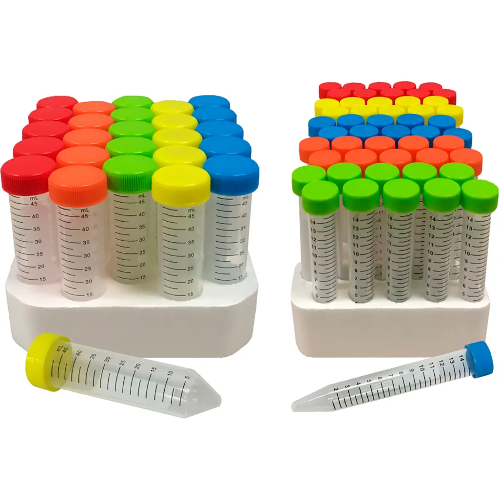 Mtc Bio Spectra Tube With Flat Rainbow Screw Cap, 15 Ml, 50/foam Rack, 500 Pack