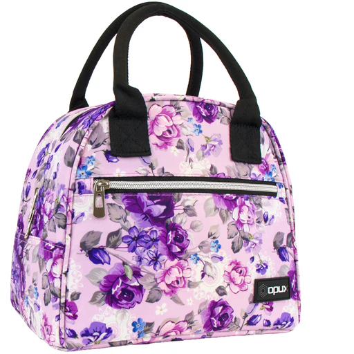 Women's Dome Satchel Lunch Bag - 12 Cans - Floral Purple