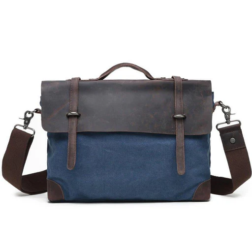 Laptop Messenger Bags Men Leather And Canvas