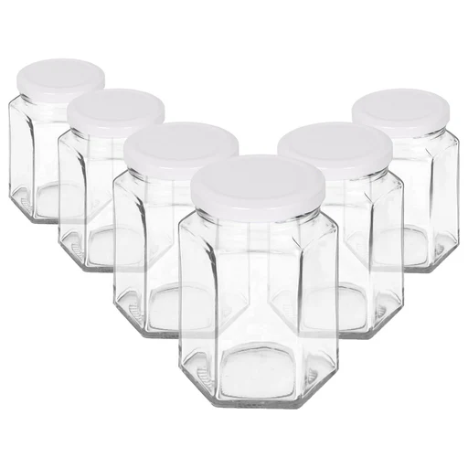 250ml Hexagonal Glass Jam Jars With Lids