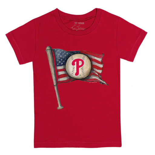 Philadelphia Phillies Baseball Flag Tee Shirt - Women's Medium/white