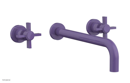Basic Wall Lavatory Set 12" Spout - Blade Cross Handles Dwl137-12 - Purple