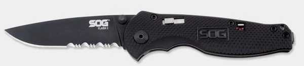 Sog Flash I Partially Serrated Black Tini Folding Knife