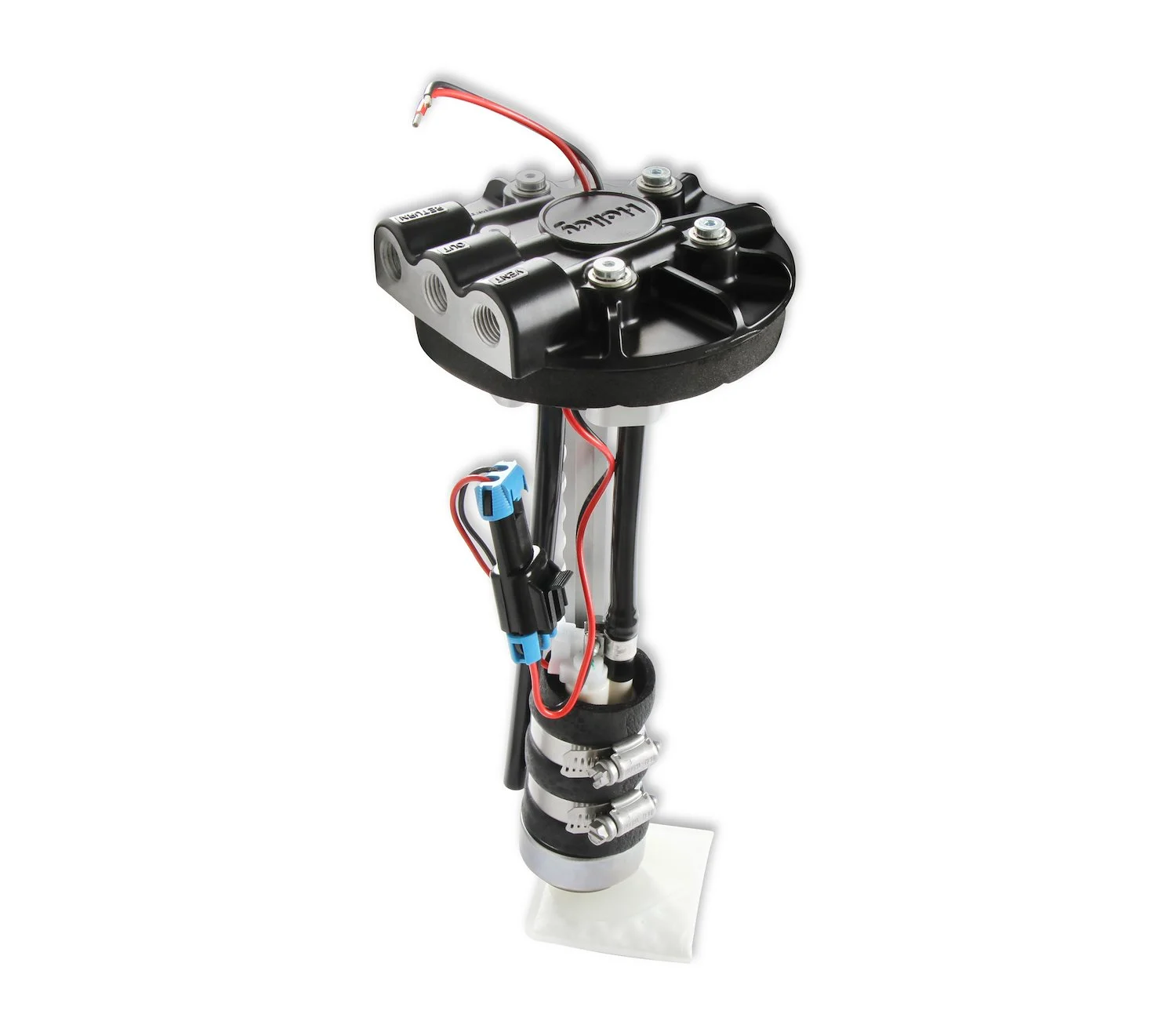 Holley 12-171: In-tank Retrofit Fuel Module | 450 Lph Pump | Supports Up To 875 Efi Hp Or 1,100 Carb Hp | 4.800 In. Diameter | 1/4 In. Npt Ports | Die-cast Aluminum Module | Return-style Fuel System | Hydramat Assembly
