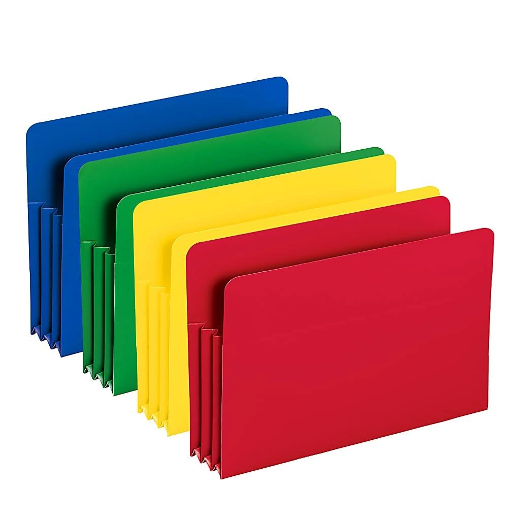 Smead Poly Expanding File Pockets, Legal Size, 3 1/2" Expansion, Assorted Colors, Pack Of 4