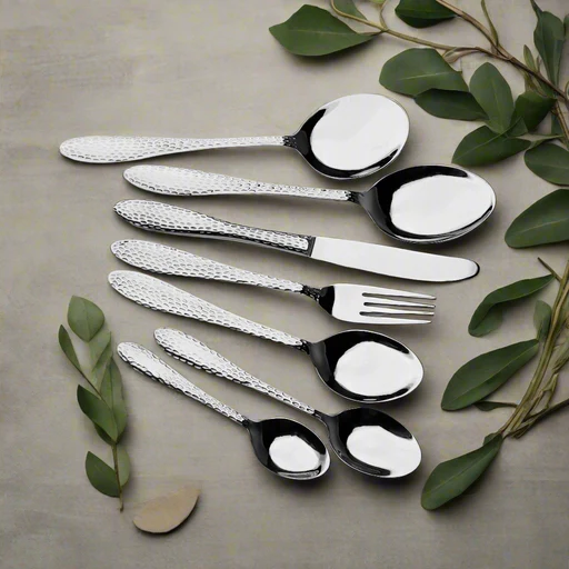 11 Gauge Premium Stainless Steel Cutlery Set - 34 Pieces (heavy Gauge) Hammer