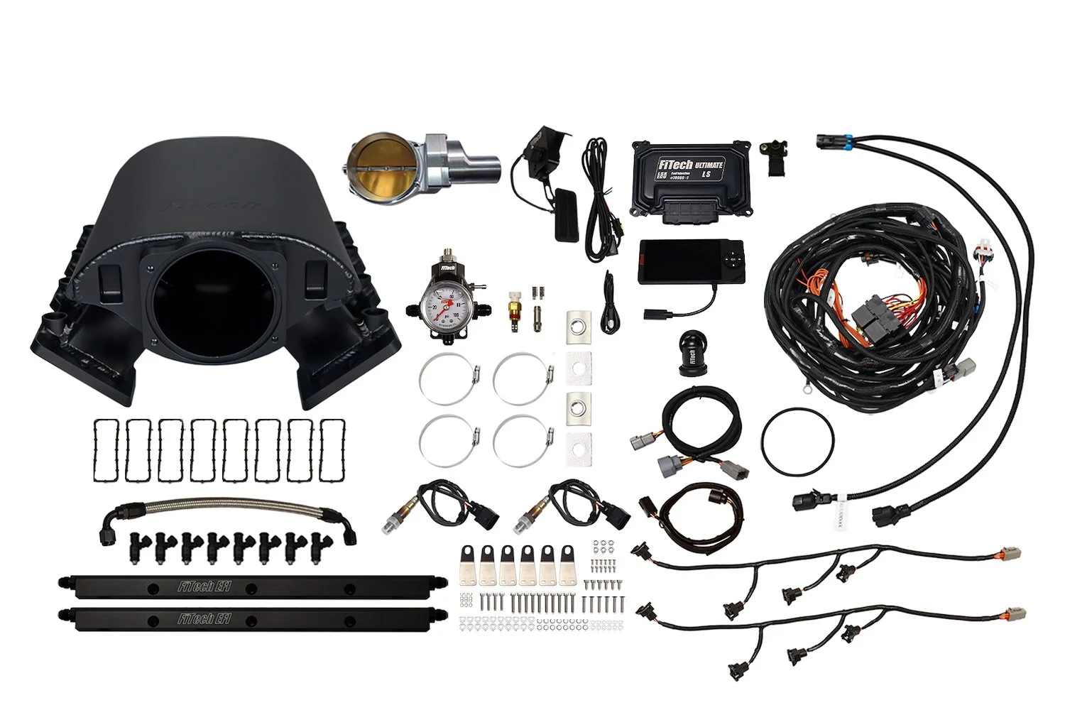 Fitech 70091dbwsb Ultimate Rebel Efi System W/ Short Intake Manifold For Gm Ls1, Drive-by-wire, 102 Mm Throttle Body, 750 Hp