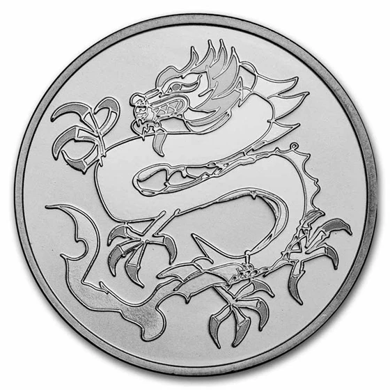 1 Oz Silver Round - Lunar "dragon" By D.g. Smalling