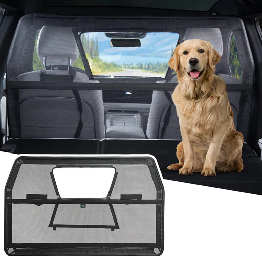 Wide Dog Car Barrier For Vehicles - Black - Large