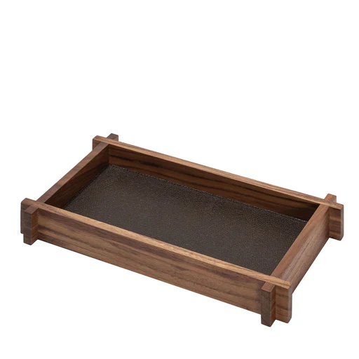 Structura Leather & Wood Long Rectangular Valet Tray Small #2