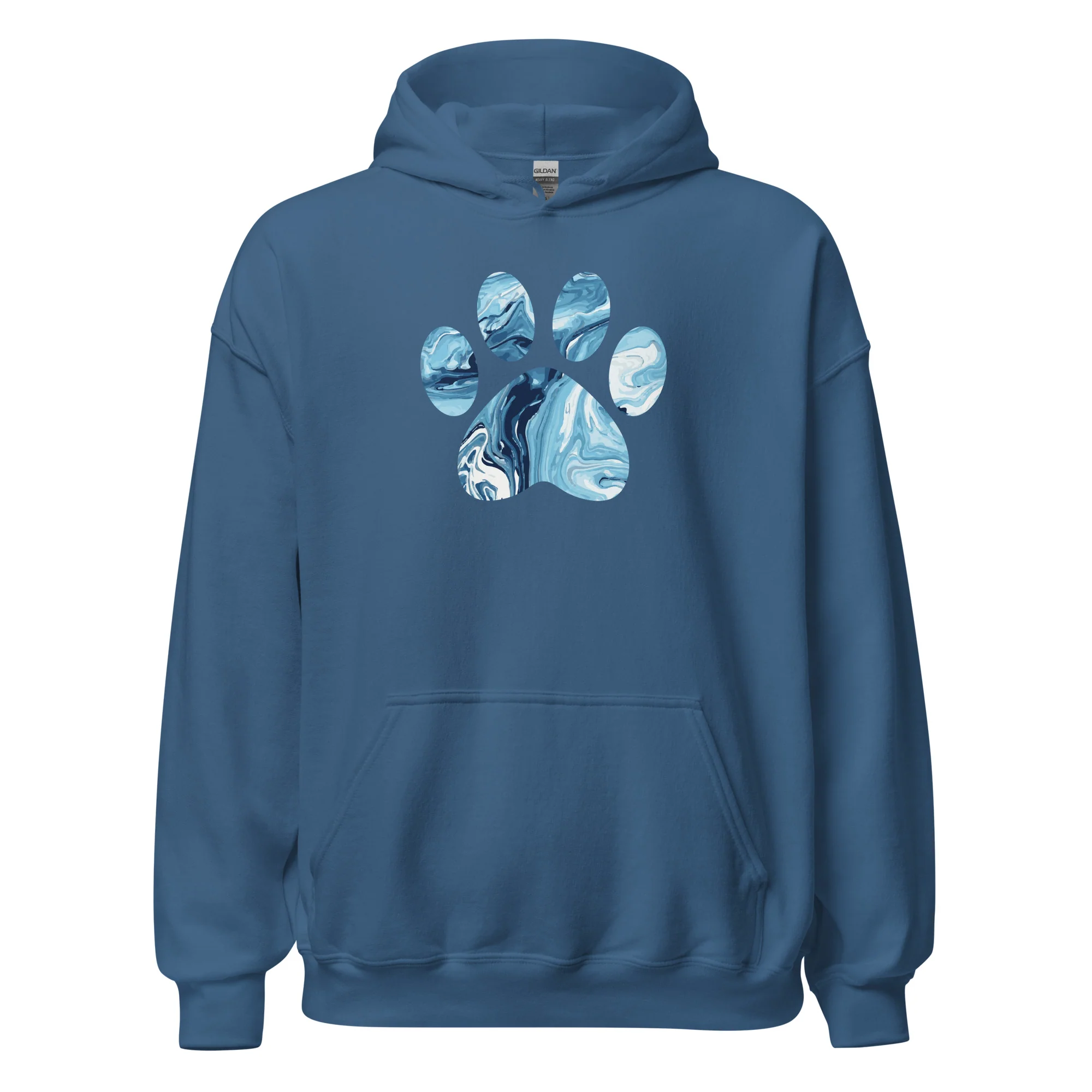 Marbled Paw Hoodie - Indigo Blue/xl