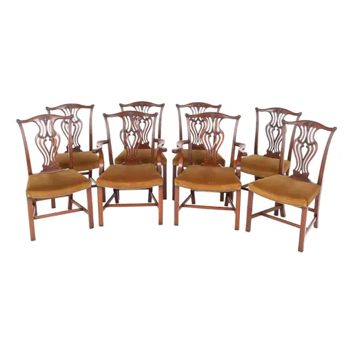 Hepplewhite Dining Chairs In Mahogany, 1890s, Set Of 8