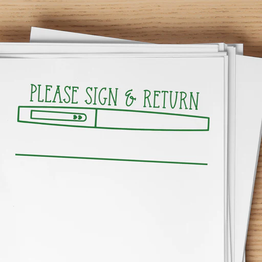 Sign & Return Flair Pen Teacher Stamp - Large/green