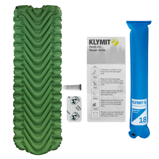 Klymit Static V Lightweight Sleeping Pad Set Options - V Sheet, Pillow X, Or Air Pump & Patch Kit