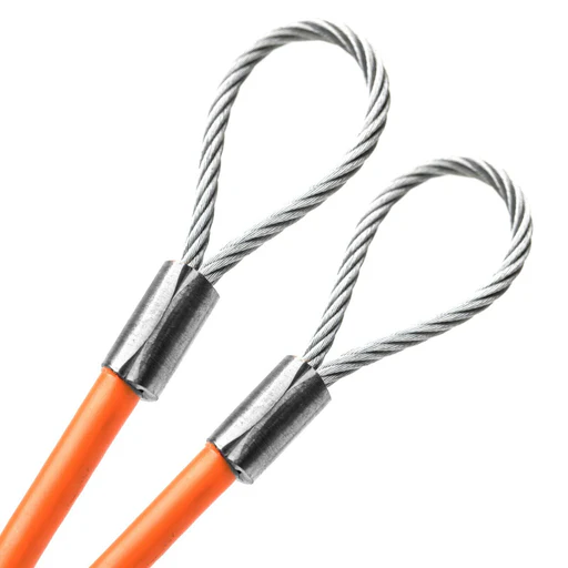 2ft Order To Size 1/4 Galvanized Steel Cable Orange Vinyl Coated To 3/16 With Loop Size Made To Order In Usa