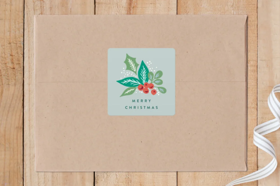 Pine Branch Berries Custom Stickers