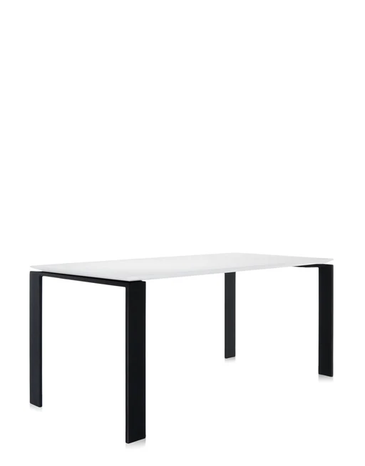 Kartell Four Rectangular Table - White Laminate Top/black/158cm