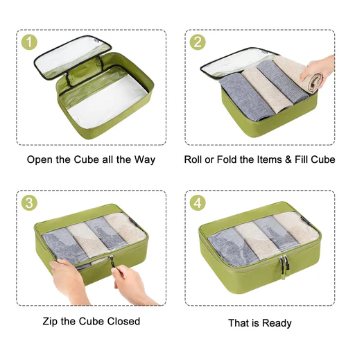 Bagail Packing Cubes Clear Packing Organizer For Travel Accessories Luggage Suitcase (4 Set,beige)