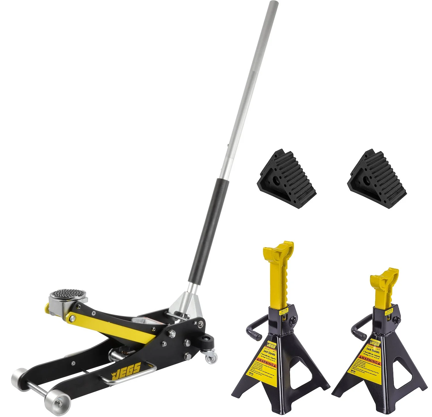 Jegs 2-ton Aluminum Floor Jack Kit With Stands & Wheel Chocks