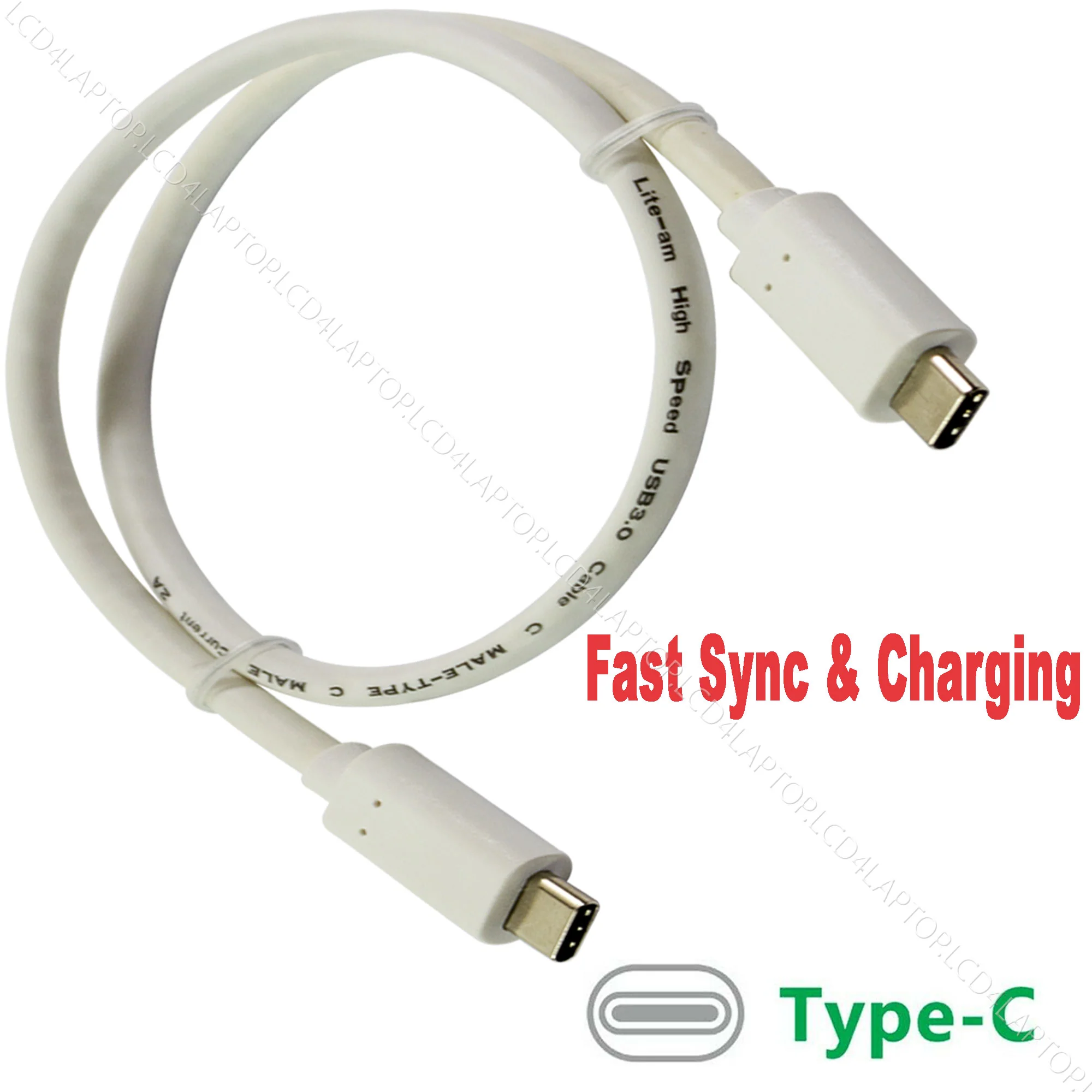 C Type Cable Usb-c To Usb-c 3.1 Fast Sync & Charging Cable Lead - White/1m